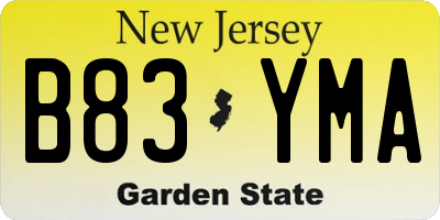 NJ license plate B83YMA