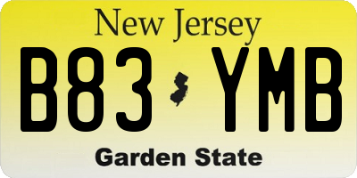 NJ license plate B83YMB