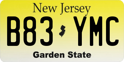 NJ license plate B83YMC