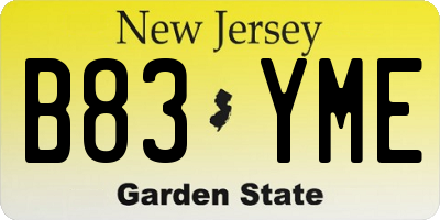 NJ license plate B83YME