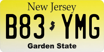 NJ license plate B83YMG