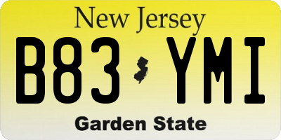 NJ license plate B83YMI
