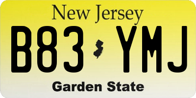 NJ license plate B83YMJ