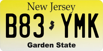 NJ license plate B83YMK