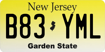 NJ license plate B83YML