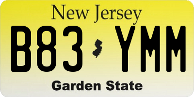 NJ license plate B83YMM