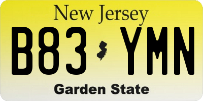 NJ license plate B83YMN