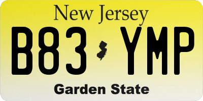 NJ license plate B83YMP