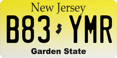 NJ license plate B83YMR