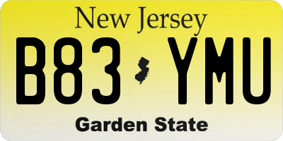 NJ license plate B83YMU
