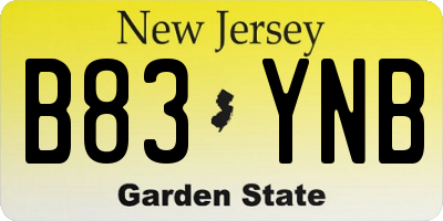 NJ license plate B83YNB