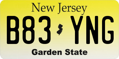 NJ license plate B83YNG