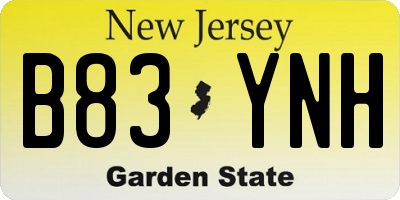 NJ license plate B83YNH