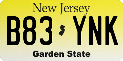 NJ license plate B83YNK