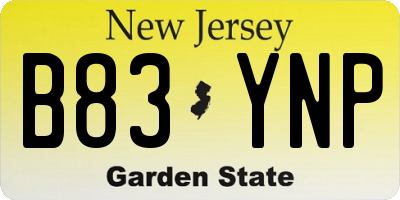 NJ license plate B83YNP