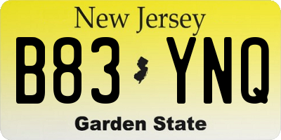 NJ license plate B83YNQ
