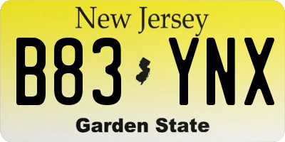 NJ license plate B83YNX