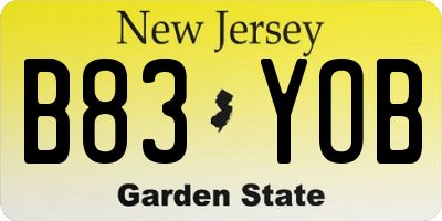 NJ license plate B83YOB
