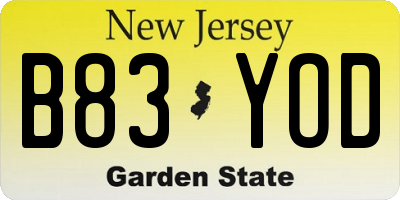 NJ license plate B83YOD