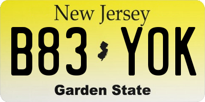 NJ license plate B83YOK