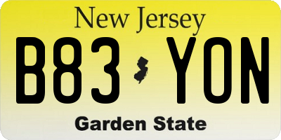 NJ license plate B83YON