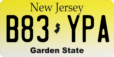 NJ license plate B83YPA