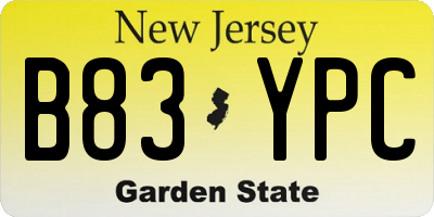NJ license plate B83YPC