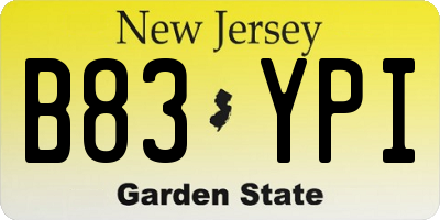 NJ license plate B83YPI