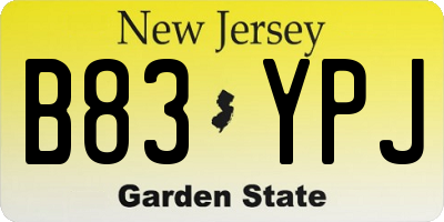 NJ license plate B83YPJ