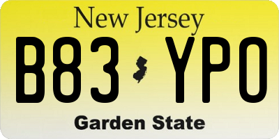 NJ license plate B83YPO