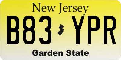 NJ license plate B83YPR