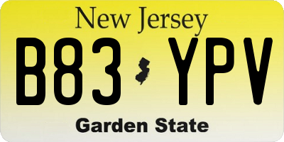 NJ license plate B83YPV