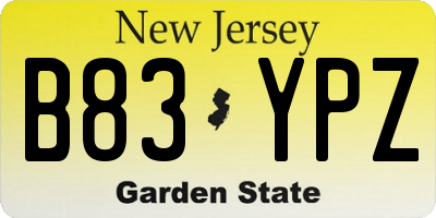 NJ license plate B83YPZ