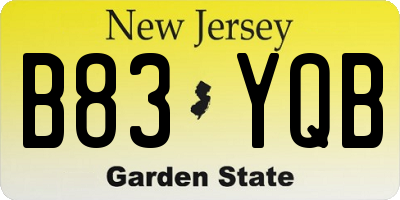 NJ license plate B83YQB