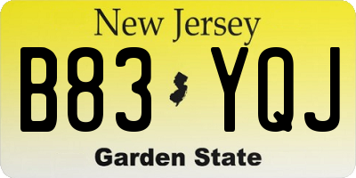 NJ license plate B83YQJ