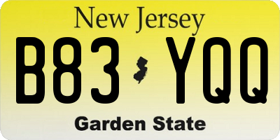 NJ license plate B83YQQ
