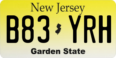 NJ license plate B83YRH