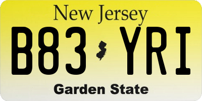 NJ license plate B83YRI