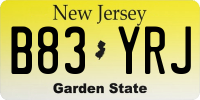 NJ license plate B83YRJ