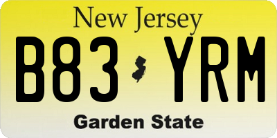 NJ license plate B83YRM