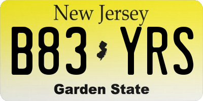 NJ license plate B83YRS