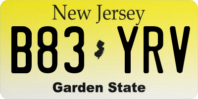 NJ license plate B83YRV