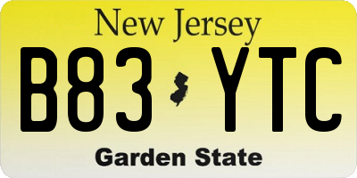 NJ license plate B83YTC