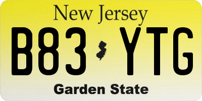 NJ license plate B83YTG