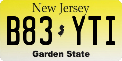 NJ license plate B83YTI