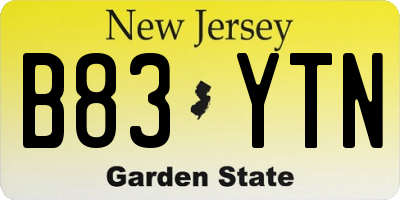NJ license plate B83YTN