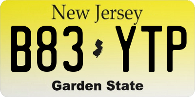 NJ license plate B83YTP