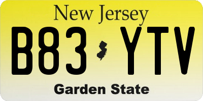 NJ license plate B83YTV