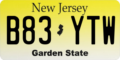 NJ license plate B83YTW