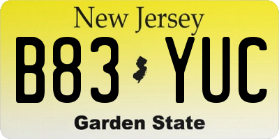 NJ license plate B83YUC